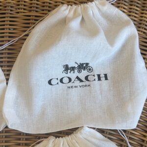 Coach Drawstring Dust Bag in Off-White with Black Logo